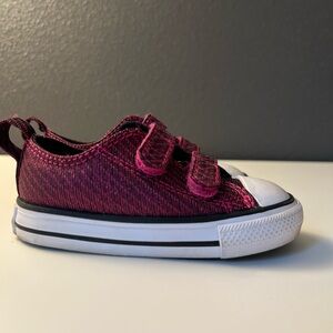 Converse Toddler Kids Fuchsia Pink Sparkle Velcro Strap Sneakers 6